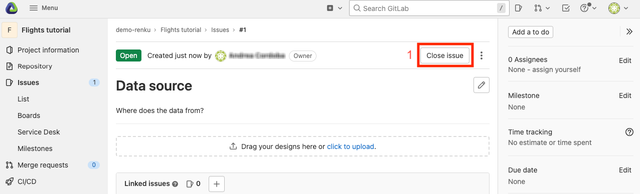 Close in Gitlab view